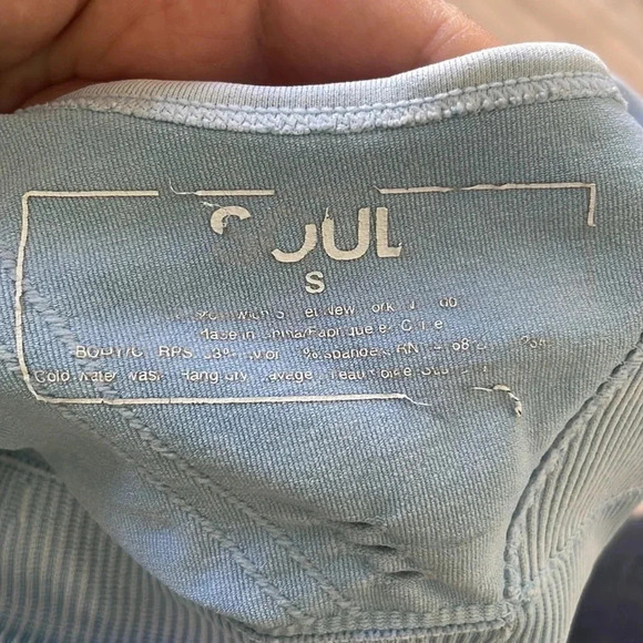 4/$25 SOUL BY SOULCYCLE Blue Seamless Braided-Back Sports Bra Sz S - Picture 4 of 4